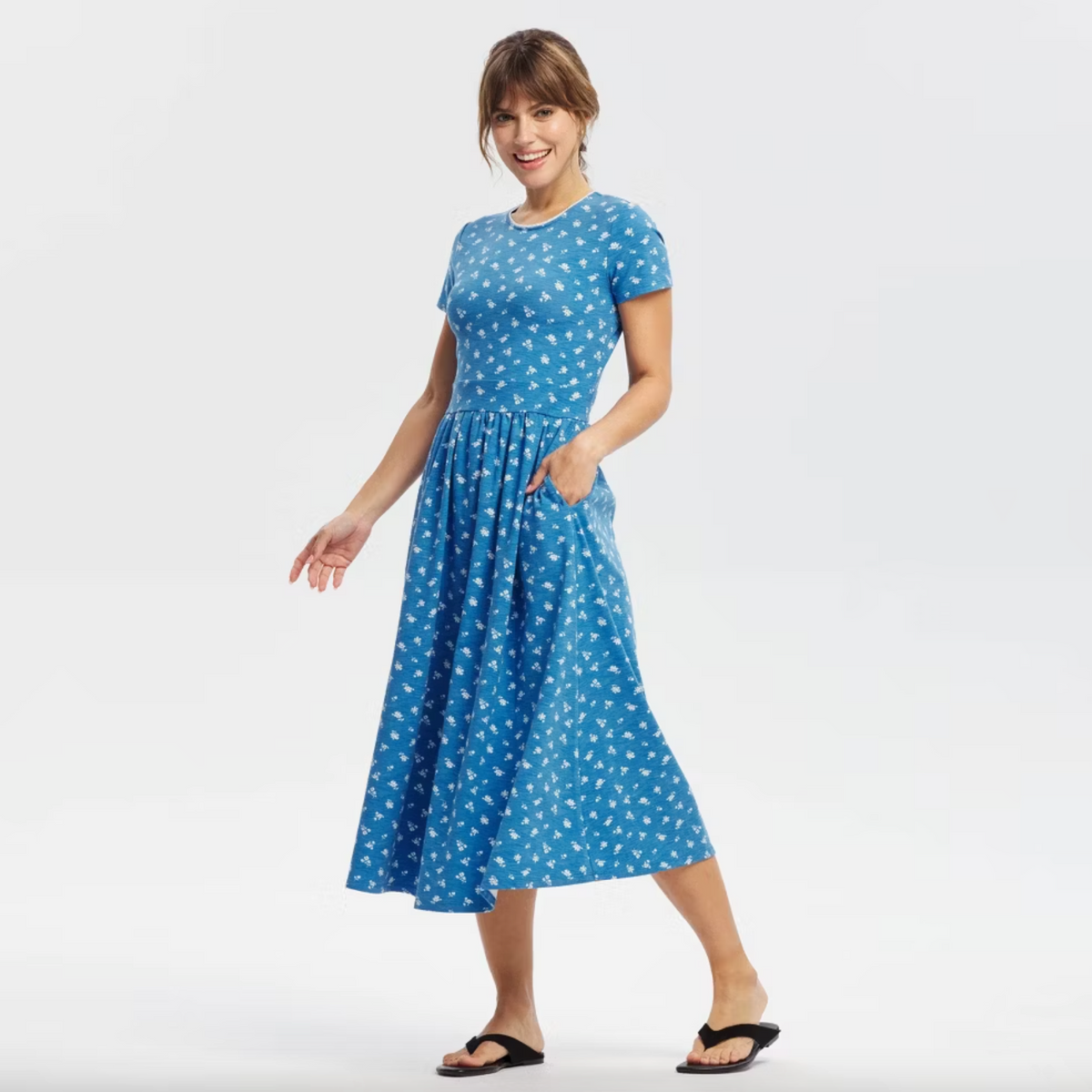 Women Short Sleeve Lace Trim Knit Dress - Universal Thread